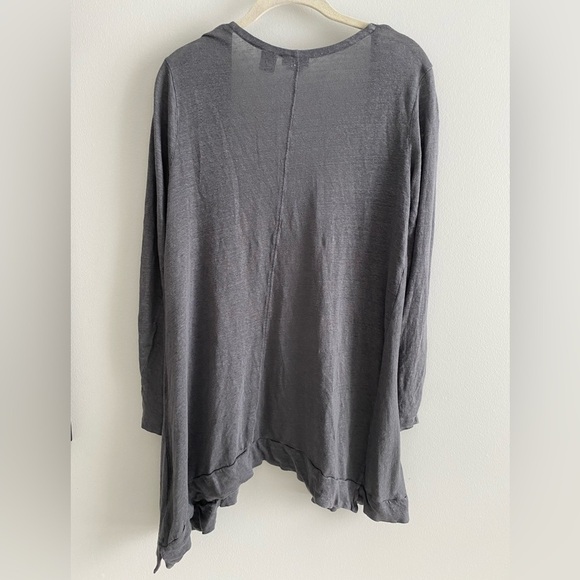 TAHARI 100% Linen Lightweight Gray Long Sleeve Cardigan Size L - Picture 3 of 10